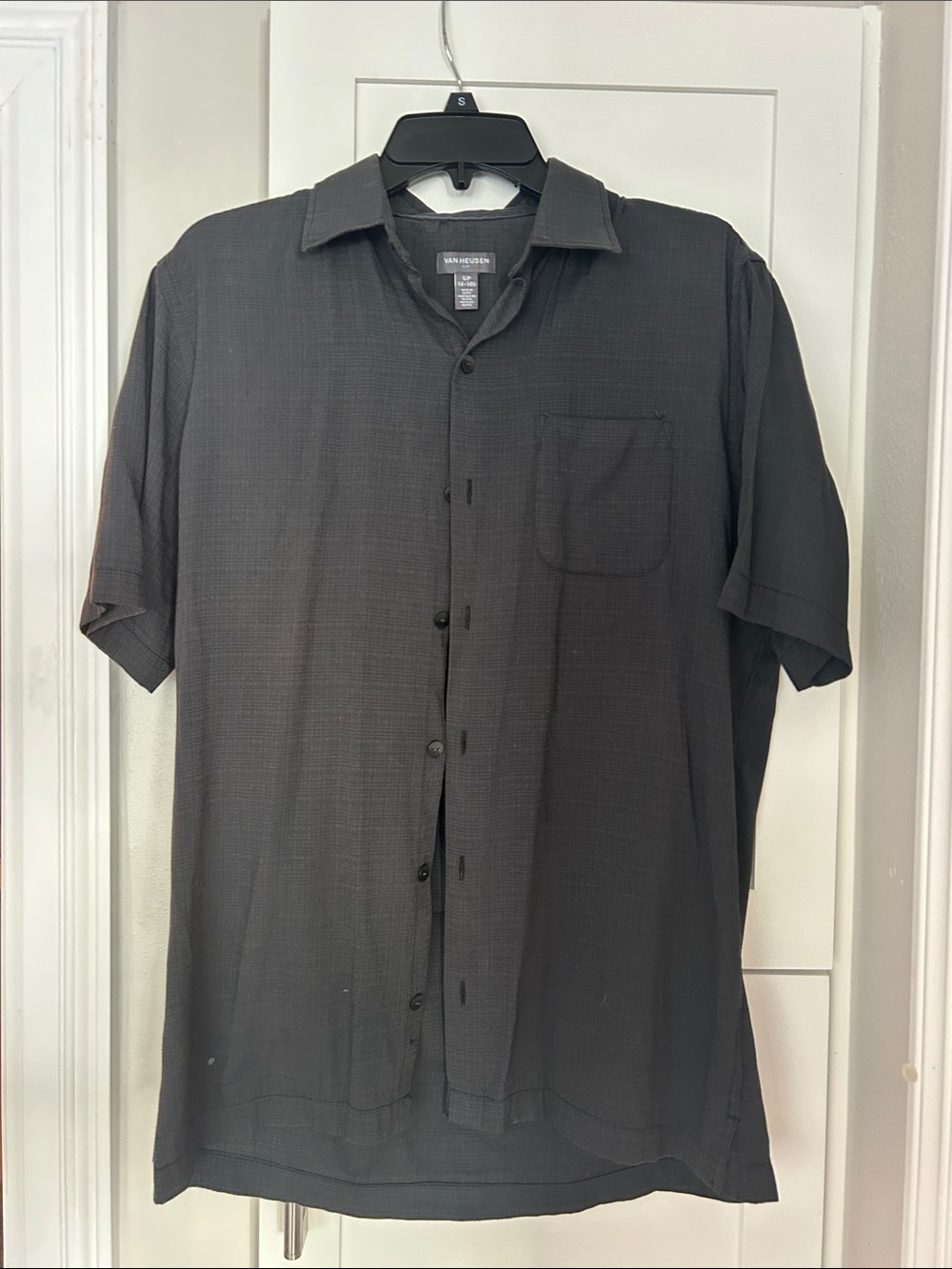 Van Heusen Men's Short Sleeve Button-Down Shirt — Black